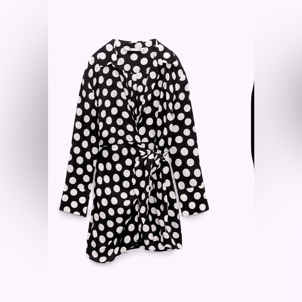 Zara polka dot shirt mini dress. Wrap dress